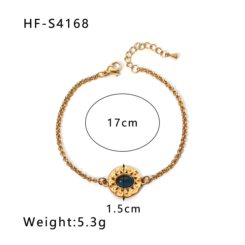 Wholesale Zircon Turquoise Square Pendant Non-fading Bracelet